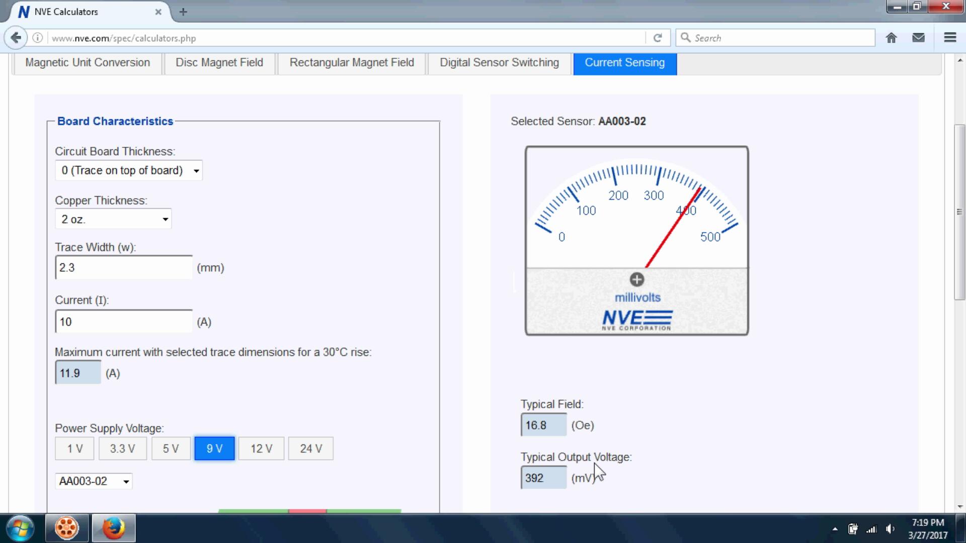 Current sensing Web app