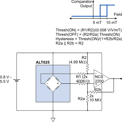 ALT025 Comparator With Hysteresis