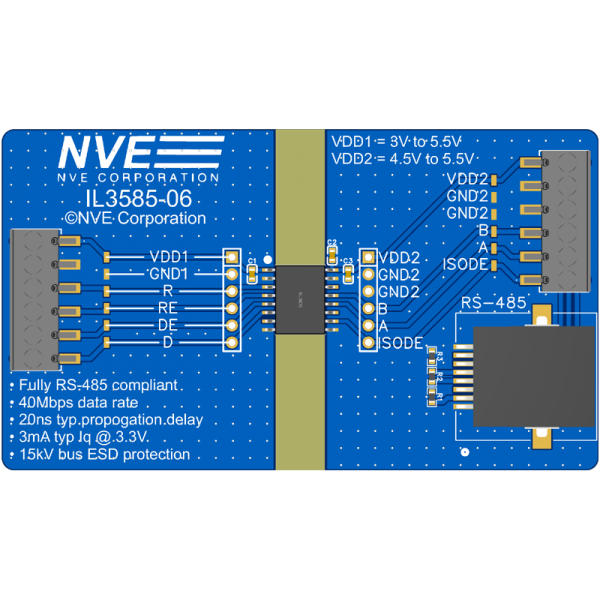 IL3585-01: RS-485 Wide-Body Isolator Evaluation Board