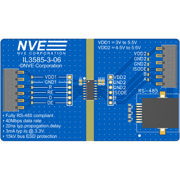 IL3585-3-01: RS-485 Narrow-Body Isolator Evaluation Board