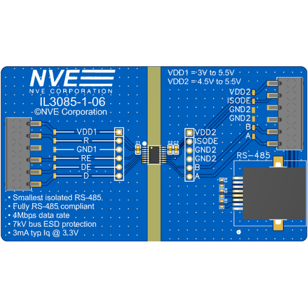 IL3085-1-01: RS-485 QSOP Isolator Evaluation Board