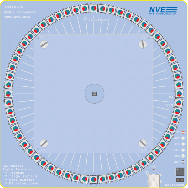 AG935-07E: 60-LED "Blinky" AAT003 Angle Sensor Demo Board