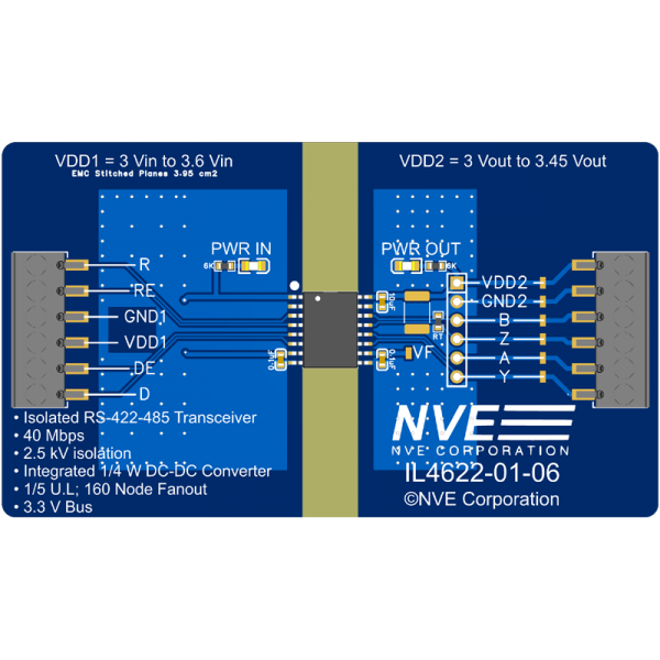 IL4622-01: Isolated RS-485/RS-422 Xcvr w/DC-DC Conv Eval Bd