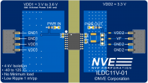 ILDC11V-01: Isolated 3.3-to-3.3V SOIC16 DC-DC Conv Eval Bd