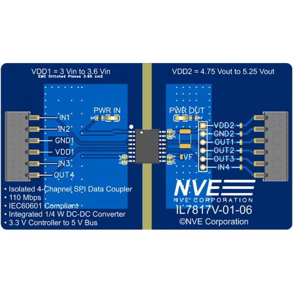 IL7817V-01: Isolated 4-Ch SPI w/Integ DC-DC Conv Eval Board