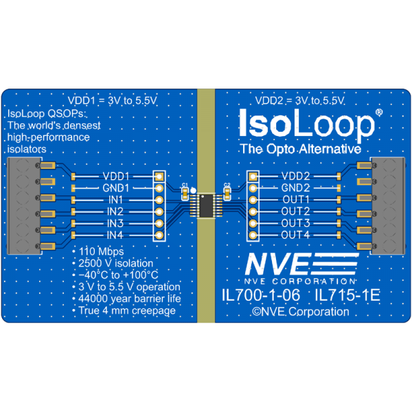 IL715-1-01: 4-Ch (all same dir) QSOP Isolator Eval Board