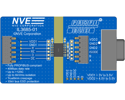 IL3685T-01: 40Mbps, 125C Isolated Xcvr Eval Bd, Wide SOIC