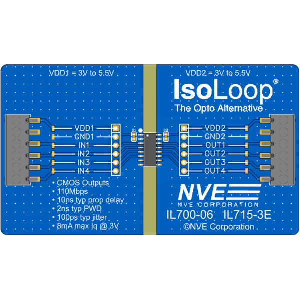 IL715-3-01: 4-Ch (all same dir) Narrow-Body Isolator Eval Bd