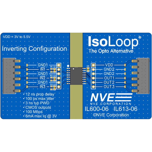IL613-01: IL613E 3-Ch (all same dir) Passive-In Isolator Eval Bd