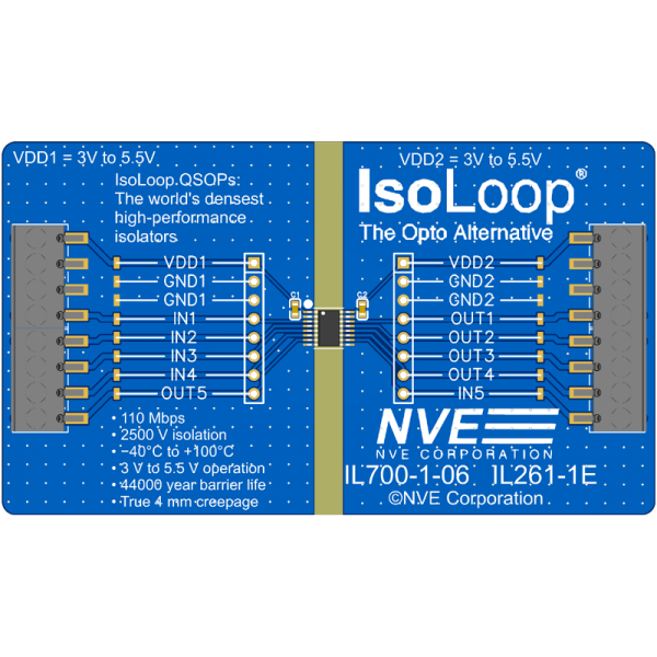 IL261-1-01: 5-Ch (4-xmt, 1-rcv) QSOP Isolator Eval Bd