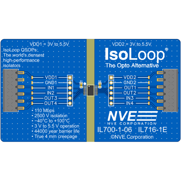 IL716-1-01: 4-Ch (2 ea dir) QSOP Isolator Eval Bd