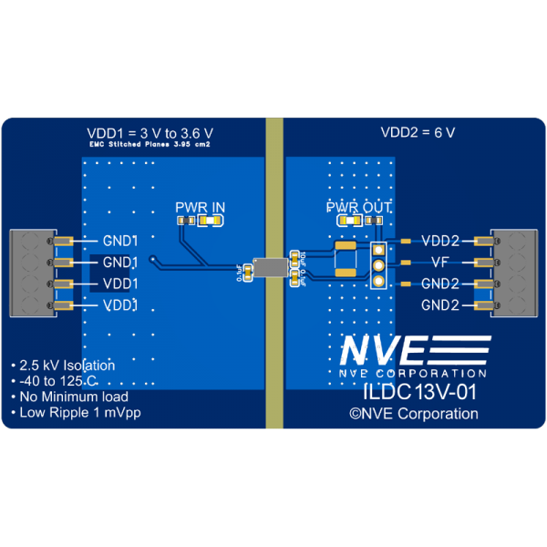 ILDC13V-15-01: 3.3-to-6V DFN6 DC-DC Conv Eval Board