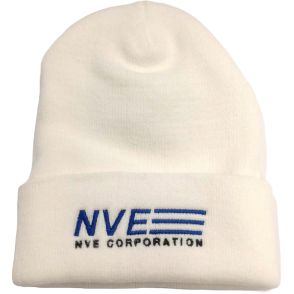 NVE logo knit beanie hat, white
